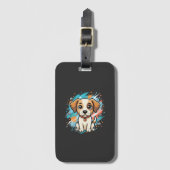 Mooie Hond Verfspatten Vector Kunst_1 Bagagelabel (Voorkant (verticaal))