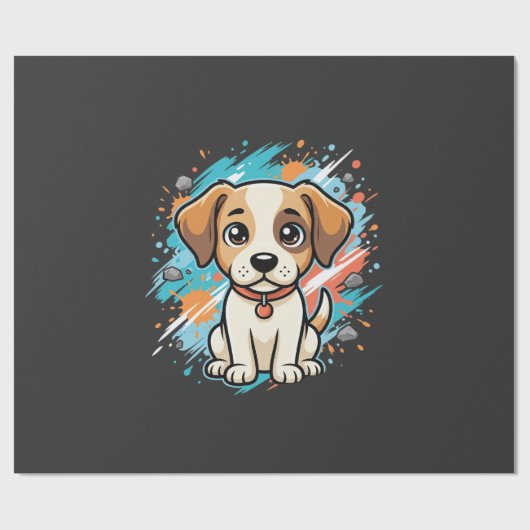 Mooie Hond Verfspatten Vector Kunst_1 Cadeaupapier (Vlak)