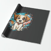 Mooie Hond Verfspatten Vector Kunst_1 Cadeaupapier (Uitgerold)
