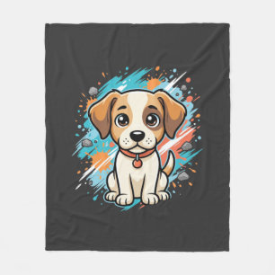 Mooie Hond Verfspatten Vector Kunst_1 Fleece Deken