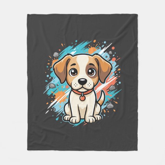 Mooie Hond Verfspatten Vector Kunst_1 Fleece Deken (Voorkant)