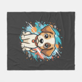 Mooie Hond Verfspatten Vector Kunst_1 Fleece Deken (Voorkant (Horizontaal))