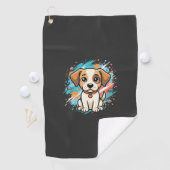 Mooie Hond Verfspatten Vector Kunst_1 Golfhanddoek (Insitu)