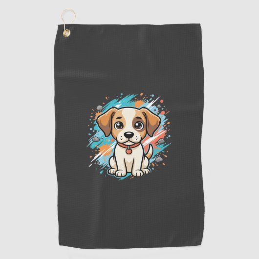 Mooie Hond Verfspatten Vector Kunst_1 Golfhanddoek (Voorkant)