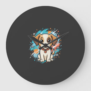 Mooie Hond Verfspatten Vector Kunst_1 Grote Klok