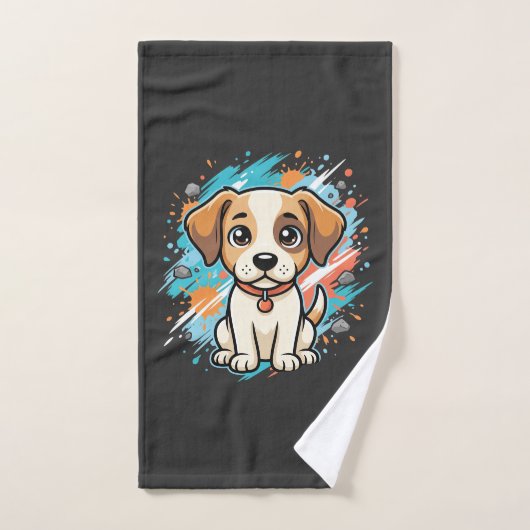 Mooie Hond Verfspatten Vector Kunst_1 Handdoek (Handdoek)