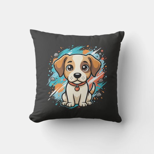 Mooie Hond Verfspatten Vector Kunst_1 Kussen (Voorkant)