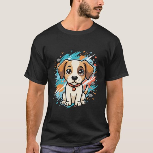 Mooie Hond Verfspatten Vector Kunst_1 T-shirt (Voorkant)