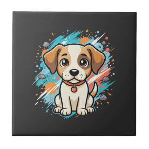Mooie Hond Verfspatten Vector Kunst_1 Tegeltje