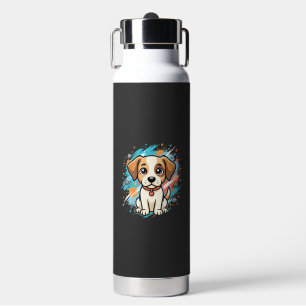 Mooie Hond Verfspatten Vector Kunst_1 Waterfles
