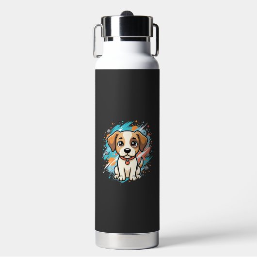 Mooie Hond Verfspatten Vector Kunst_1 Waterfles (Voorkant)