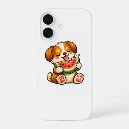 Mooie Hond Watermeloen iPhone 16 Hoesje (Achterkant)