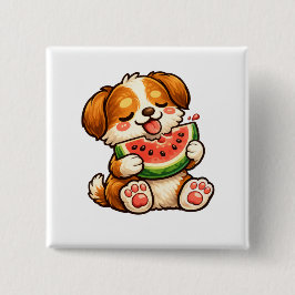 Mooie Hond Watermeloen Vierkante Button 5,1 Cm