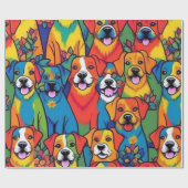 Mooie honden kleurrijke honden huisdier vibes Wrap Cadeaupapier (Vlak)