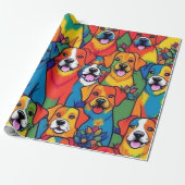 Mooie honden kleurrijke honden huisdier vibes Wrap Cadeaupapier (Uitgerold)