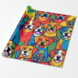 Mooie honden kleurrijke honden huisdier vibes Wrap Cadeaupapier