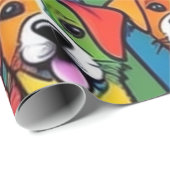 Mooie honden kleurrijke honden huisdier vibes Wrap Cadeaupapier (Rol Hoek)