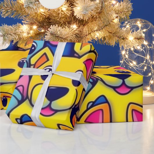 Mooie honden kleurrijke honden huisdier vibes Wrap Cadeaupapier (Feestdagen)