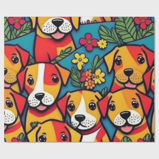 Mooie honden kleurrijke honden huisdier vibes Wrap Cadeaupapier (Vlak)