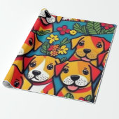 Mooie honden kleurrijke honden huisdier vibes Wrap Cadeaupapier (Uitgerold)