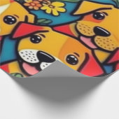 Mooie honden kleurrijke honden huisdier vibes Wrap Cadeaupapier (Hoek)