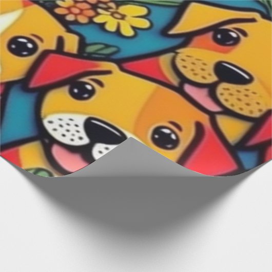 Mooie honden kleurrijke honden huisdier vibes Wrap Cadeaupapier (Hoek)