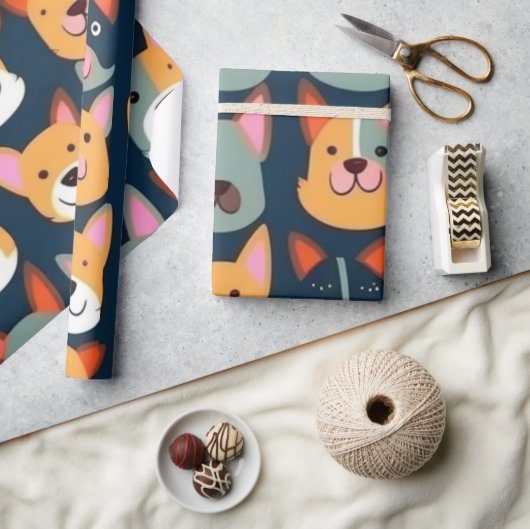 Mooie honden kleurrijke honden huisdier vibes Wrap Cadeaupapier (Crafts)