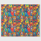 Mooie honden kleurrijke honden huisdier vibes Wrap Cadeaupapier (Vlak)