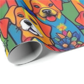 Mooie honden kleurrijke honden huisdier vibes Wrap Cadeaupapier (Rol Hoek)