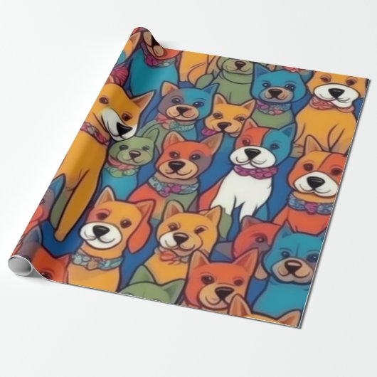 Mooie honden kleurrijke honden huisdier vibes Wrap Cadeaupapier (Uitgerold)