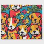Mooie honden kleurrijke honden huisdier vibes Wrap Cadeaupapier (Vlak)