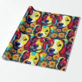 Mooie honden kleurrijke honden huisdier vibes Wrap Cadeaupapier (Uitgerold)