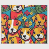 Mooie honden kleurrijke honden huisdier vibes Wrap Cadeaupapier (Vlak)