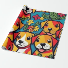 Mooie honden kleurrijke honden huisdier vibes Wrap Cadeaupapier