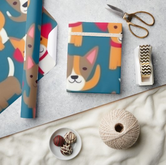 Mooie honden kleurrijke honden huisdier vibes Wrap Cadeaupapier (Crafts)