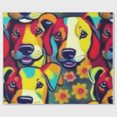 Mooie honden kleurrijke honden huisdier vibes Wrap Cadeaupapier (Vlak)