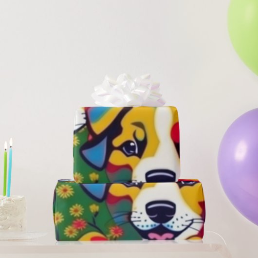 Mooie honden kleurrijke honden huisdier vibes Wrap Cadeaupapier (Feestgeschenken)
