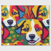 Mooie honden kleurrijke honden huisdier vibes Wrap Cadeaupapier (Vlak)