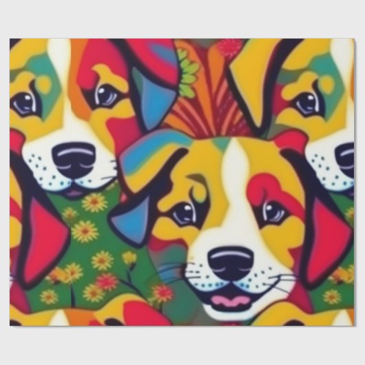 Mooie honden kleurrijke honden huisdier vibes Wrap Cadeaupapier (Vlak)