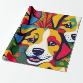 Mooie honden kleurrijke honden huisdier vibes Wrap Cadeaupapier