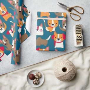 Mooie honden kleurrijke honden huisdier vibes Wrap Cadeaupapier