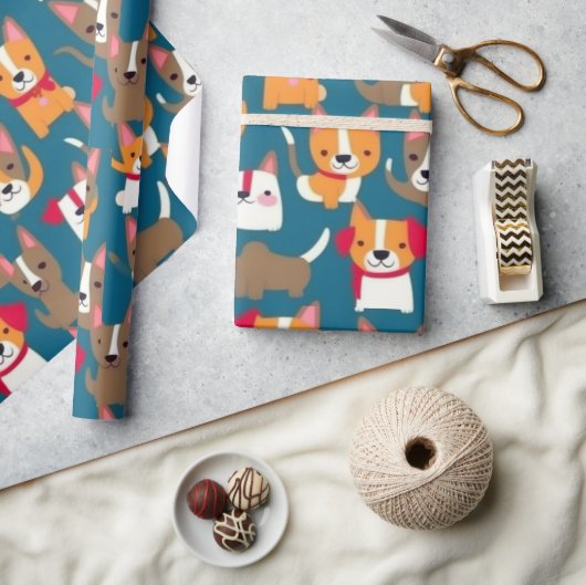 Mooie honden kleurrijke honden huisdier vibes Wrap Cadeaupapier (Crafts)