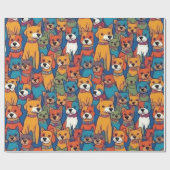 Mooie honden kleurrijke honden huisdier vibes Wrap Cadeaupapier (Vlak)