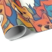 Mooie honden kleurrijke honden huisdier vibes Wrap Cadeaupapier (Rol Hoek)