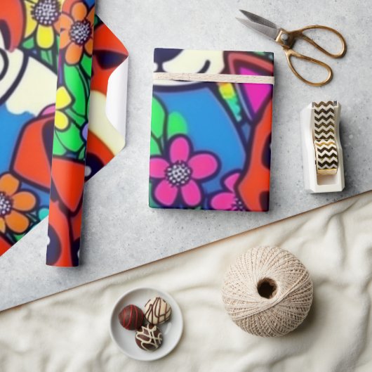 Mooie honden kleurrijke honden huisdier vibes Wrap Cadeaupapier (Crafts)