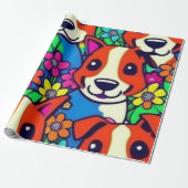 Mooie honden kleurrijke honden huisdier vibes Wrap Cadeaupapier (Uitgerold)