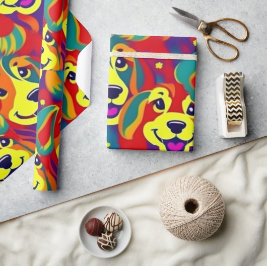 Mooie honden kleurrijke honden huisdier vibes Wrap Cadeaupapier (Crafts)