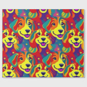 Mooie honden kleurrijke honden huisdier vibes Wrap Cadeaupapier (Vlak)