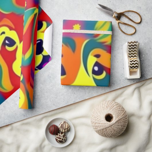 Mooie honden kleurrijke honden huisdier vibes Wrap Cadeaupapier (Crafts)
