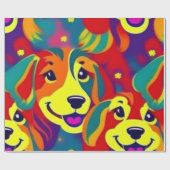 Mooie honden kleurrijke honden huisdier vibes Wrap Cadeaupapier (Vlak)